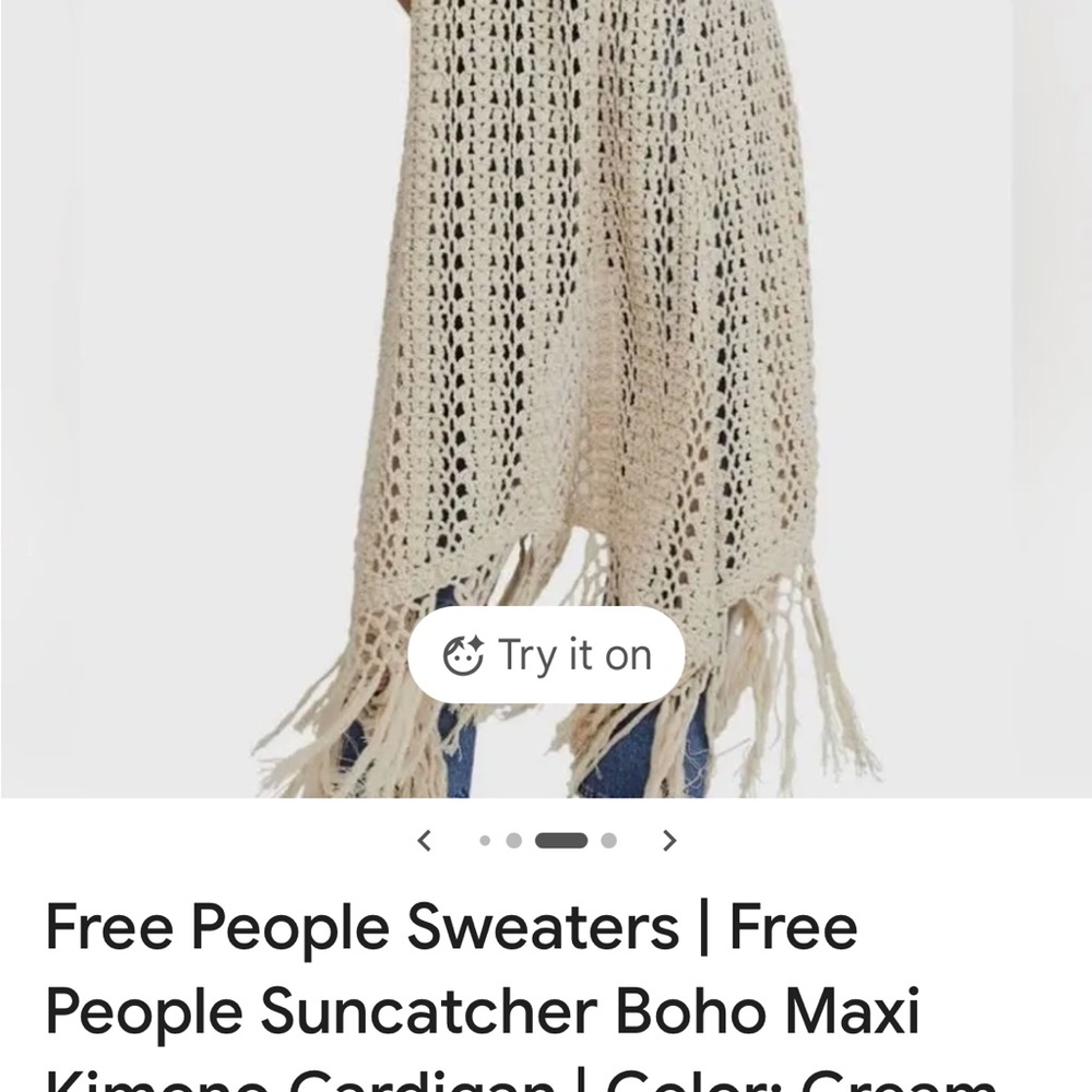 Free People Ivory Crochet Duster - Picture 8 of 11